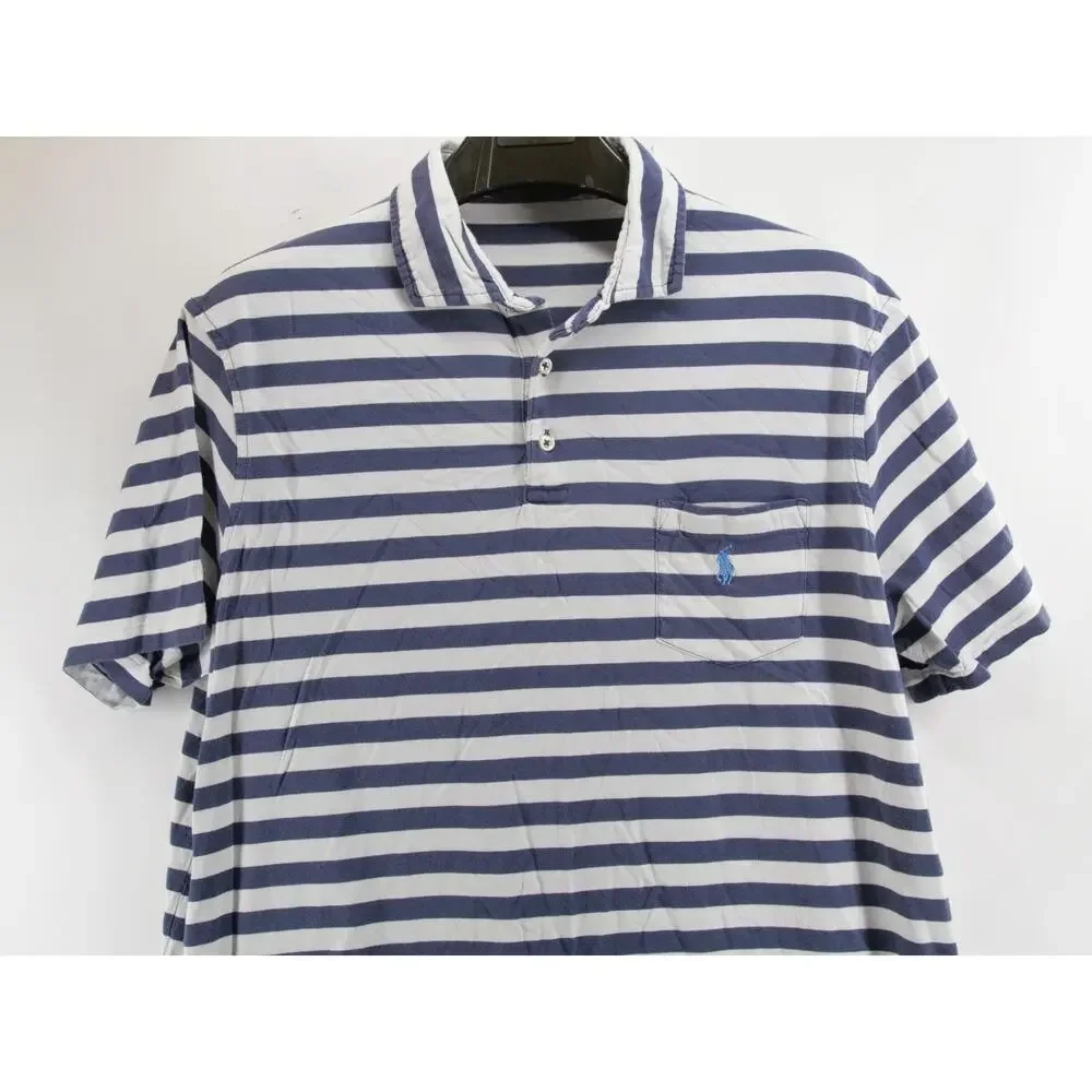 Ralph Lauren Mens XL Blue White Short Sleeve Polo 100% Cotton